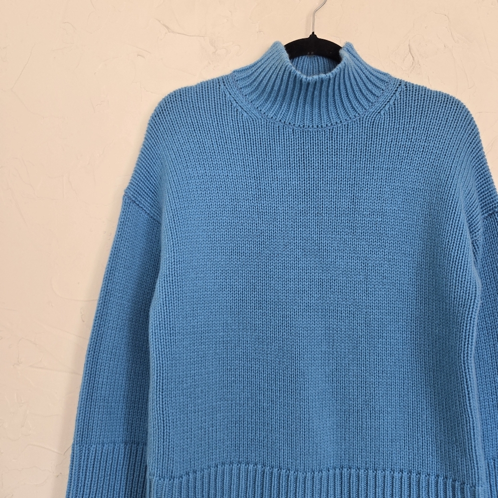 VINCE Wool Cashmere Bright Blue Knit Turtleneck Sweater, S - Picture 3 of 13